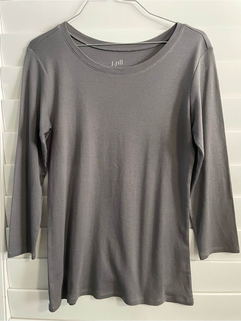 J.Jill Pure Jill Long-Sleeve Shirttail Tee Gray